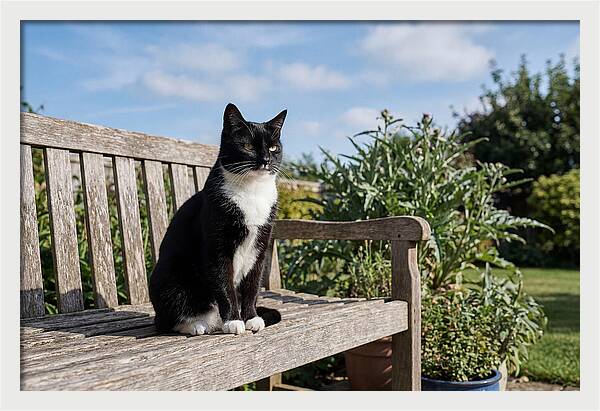 Tuxedo Cat In The Garden