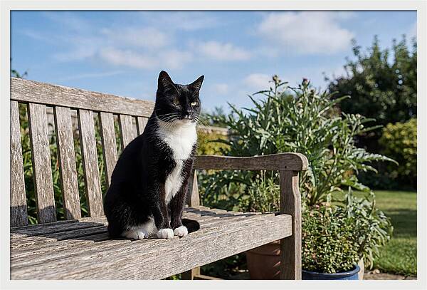 Tuxedo Cat In The Garden