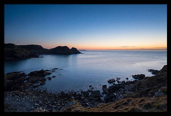Twilight Blue Hour Over Calm Coastal Bay
