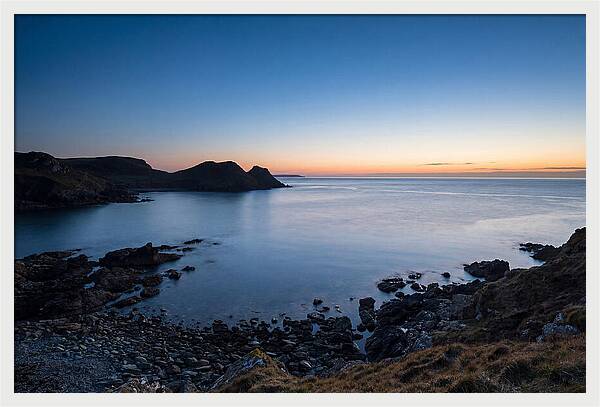 Twilight Blue Hour Over Calm Coastal Bay