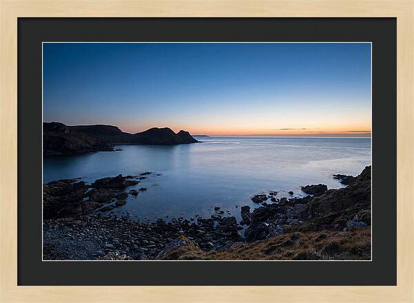 Twilight Blue Hour Over Calm Coastal Bay