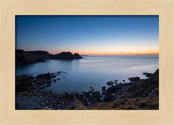Twilight Blue Hour Over Calm Coastal Bay