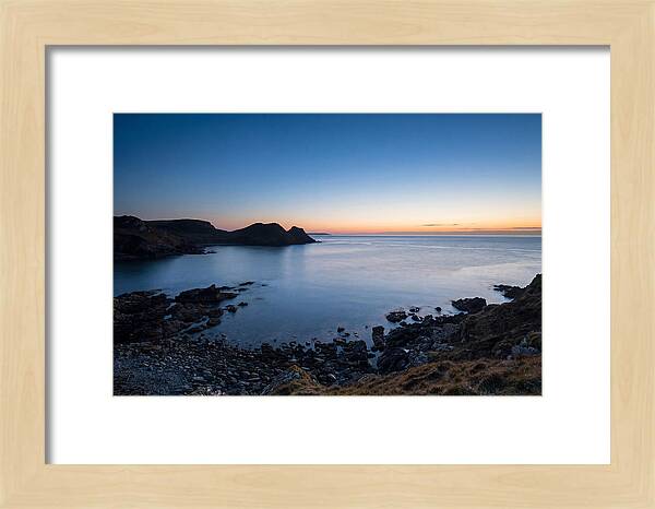 Twilight Blue Hour Over Calm Coastal Bay