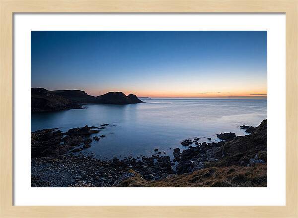 Twilight Blue Hour Over Calm Coastal Bay