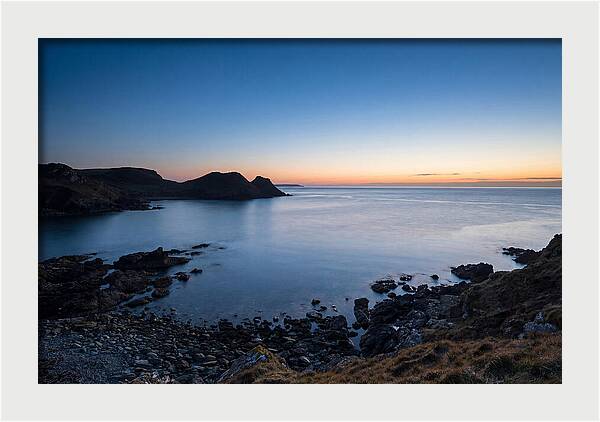 Twilight Blue Hour Over Calm Coastal Bay