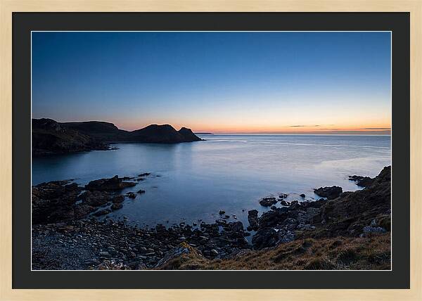 Twilight Blue Hour Over Calm Coastal Bay