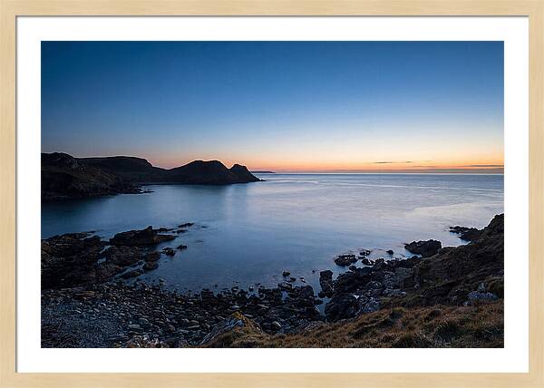 Twilight Blue Hour Over Calm Coastal Bay