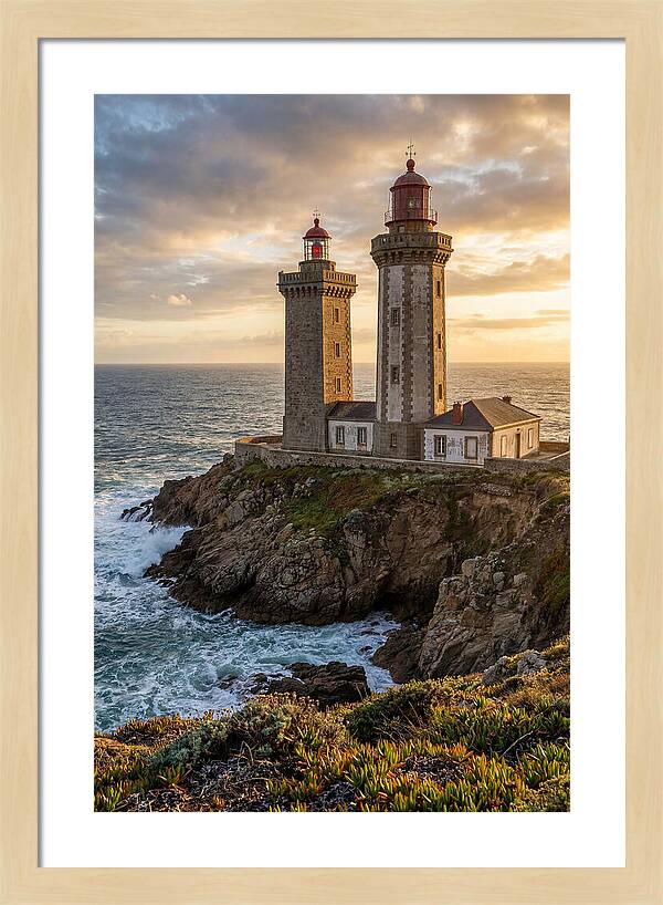 Twin Lights At Sunset