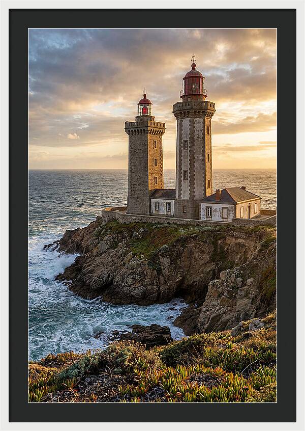 Twin Lights At Sunset