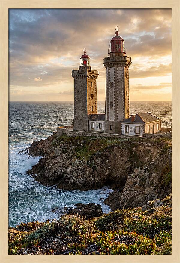Twin Lights At Sunset