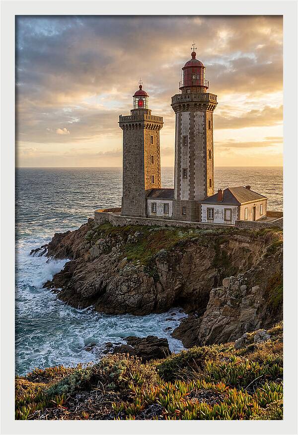 Twin Lights At Sunset