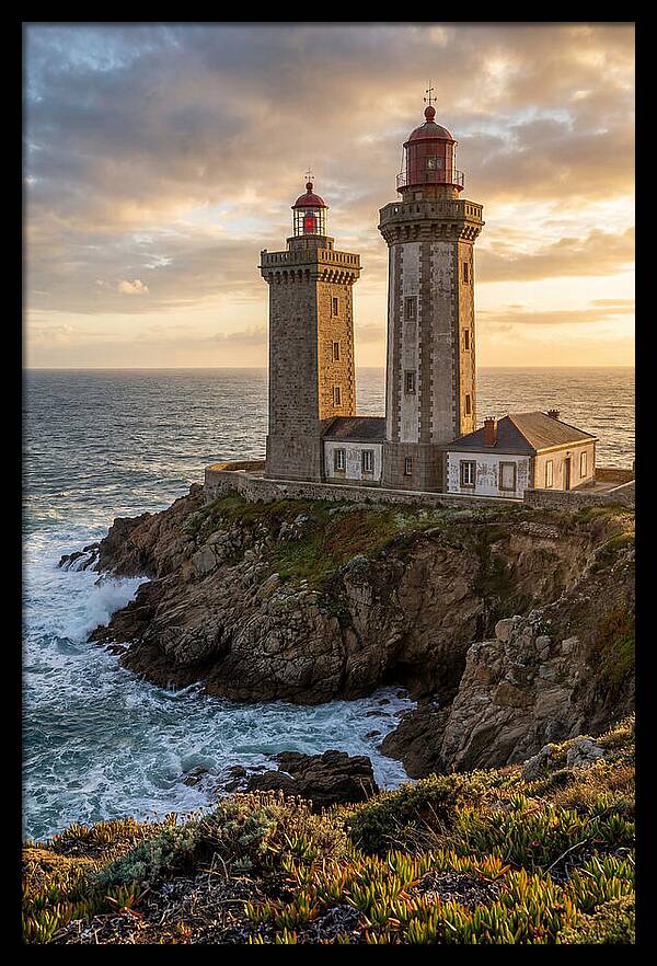 Twin Lights At Sunset