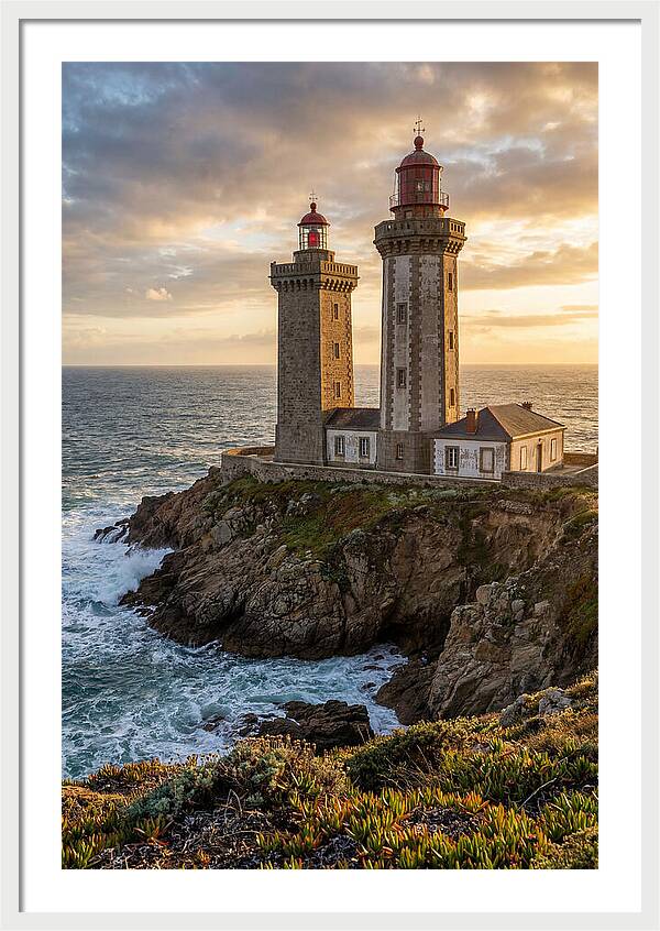 Twin Lights At Sunset