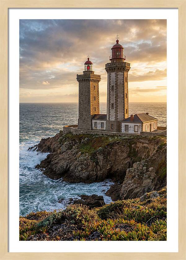 Twin Lights At Sunset