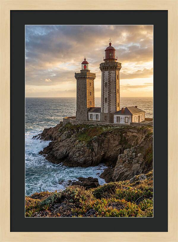 Twin Lights At Sunset