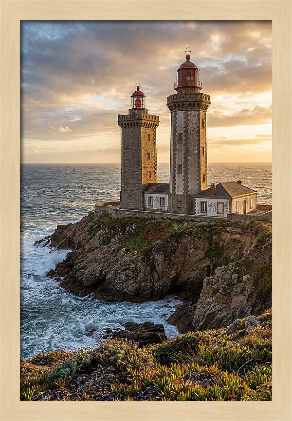 Twin Lights At Sunset