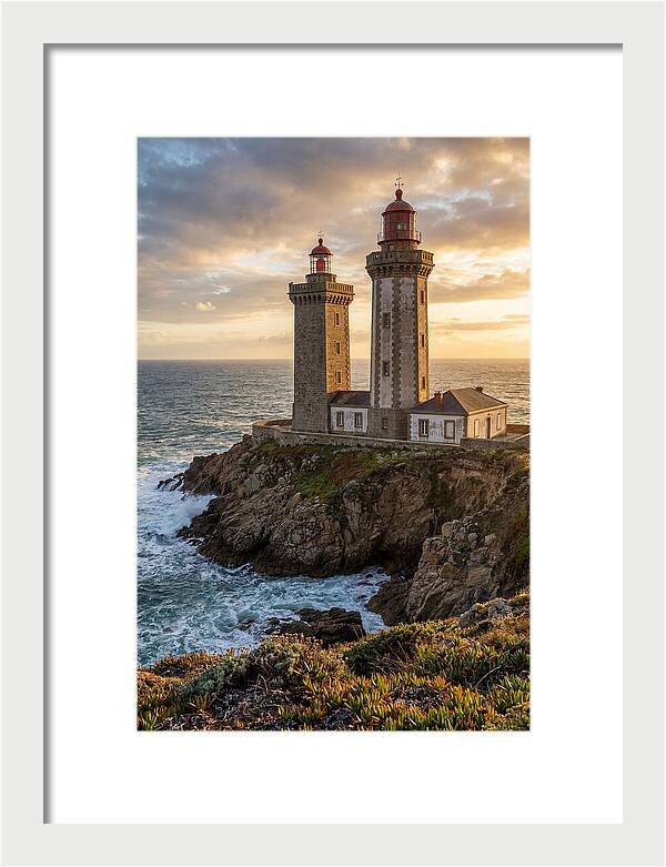 Twin Lights At Sunset