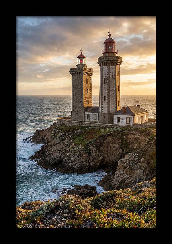Twin Lights At Sunset