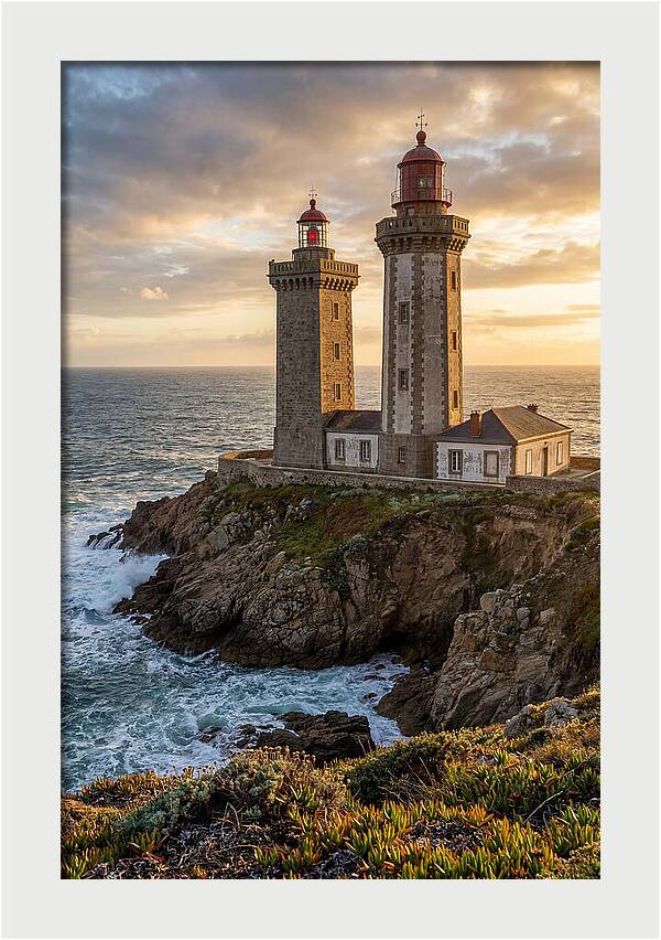 Twin Lights At Sunset