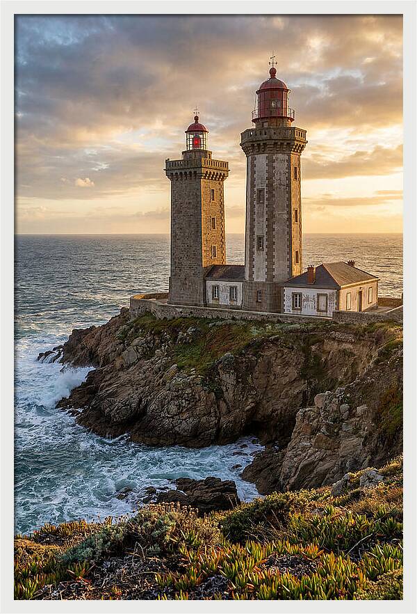 Twin Lights At Sunset