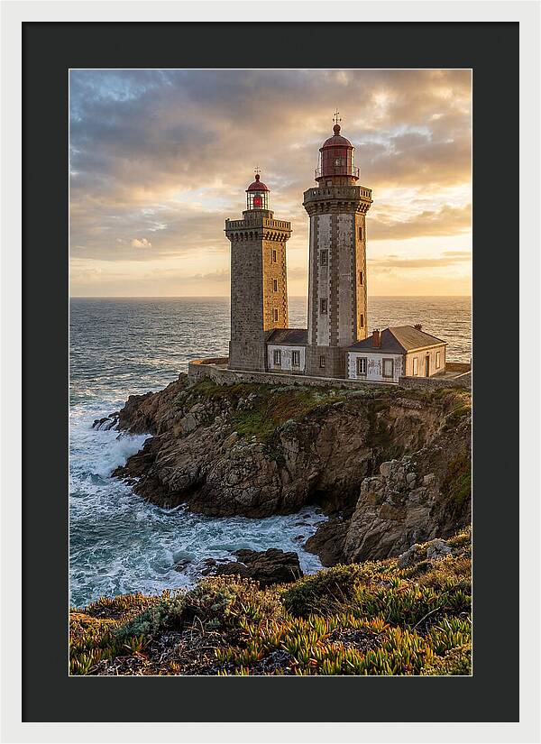Twin Lights At Sunset