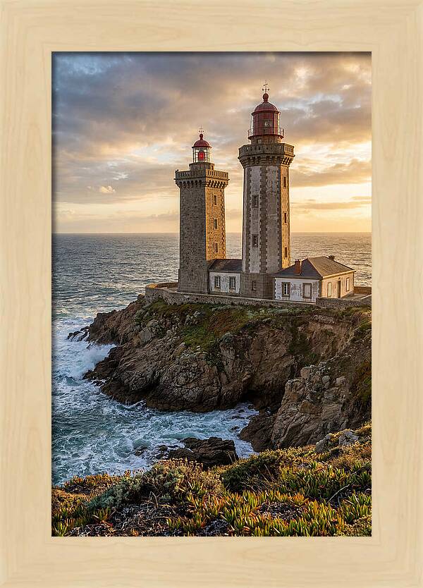 Twin Lights At Sunset