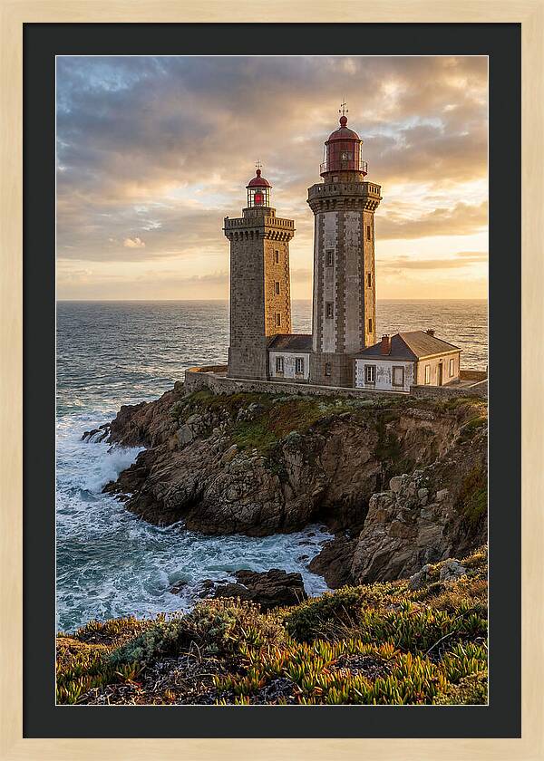 Twin Lights At Sunset
