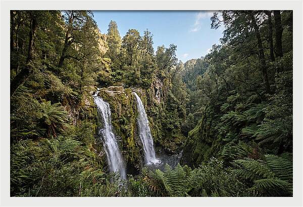 Twin Waterfalls Cascading Down