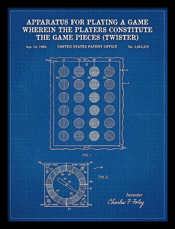 Twister Game Twister Blueprint Patent Us3454279a