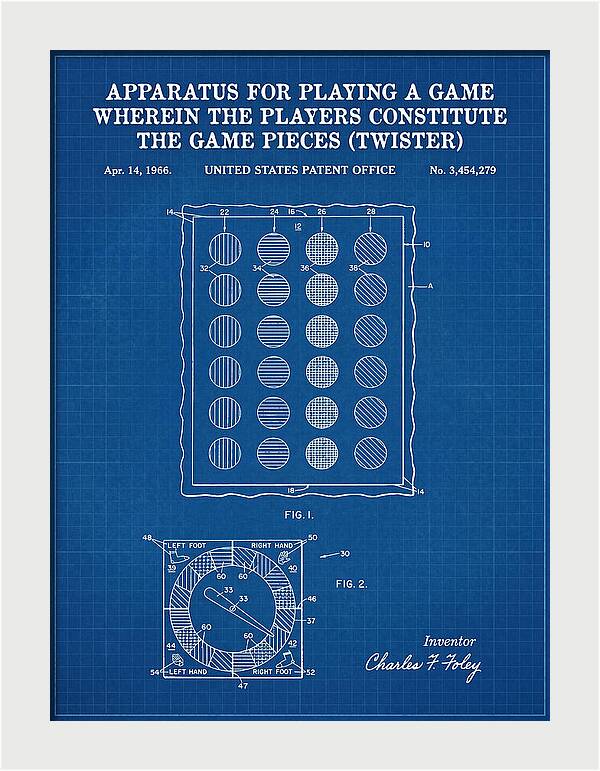 Twister Game Twister Blueprint Patent Us3454279a