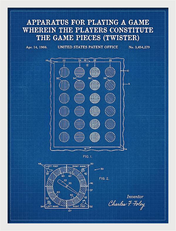 Twister Game Twister Blueprint Patent Us3454279a