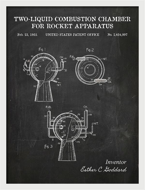 Two Liquid Combustion Chamber For Rocket Apparatus Chalkboard Patent Us2654997