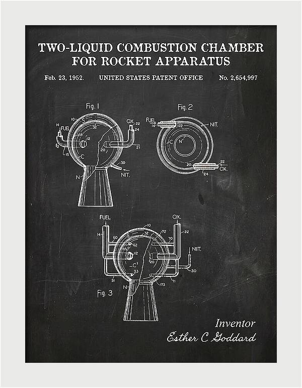 Two Liquid Combustion Chamber For Rocket Apparatus Chalkboard Patent Us2654997