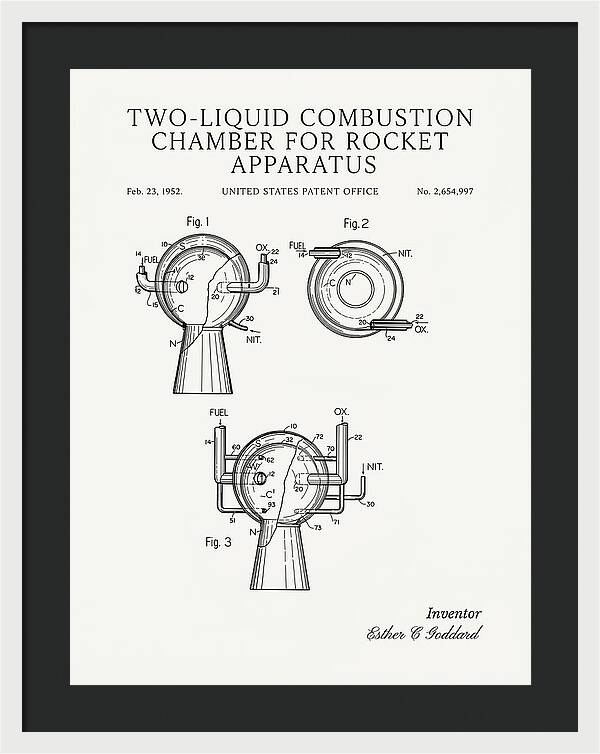 Two Liquid Combustion Chamber For Rocket Apparatus Minimalist Patent Us2654997