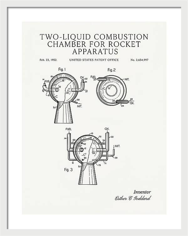 Two Liquid Combustion Chamber For Rocket Apparatus Minimalist Patent Us2654997