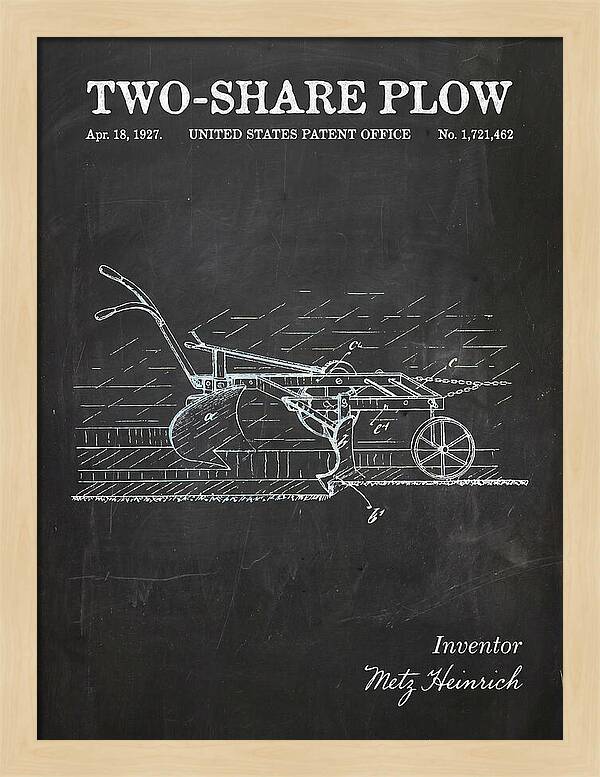 Two Share Plow Chalkboard Patent Us1721462a