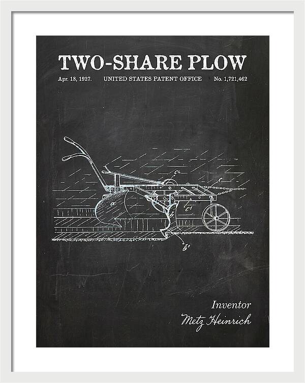 Two Share Plow Chalkboard Patent Us1721462a