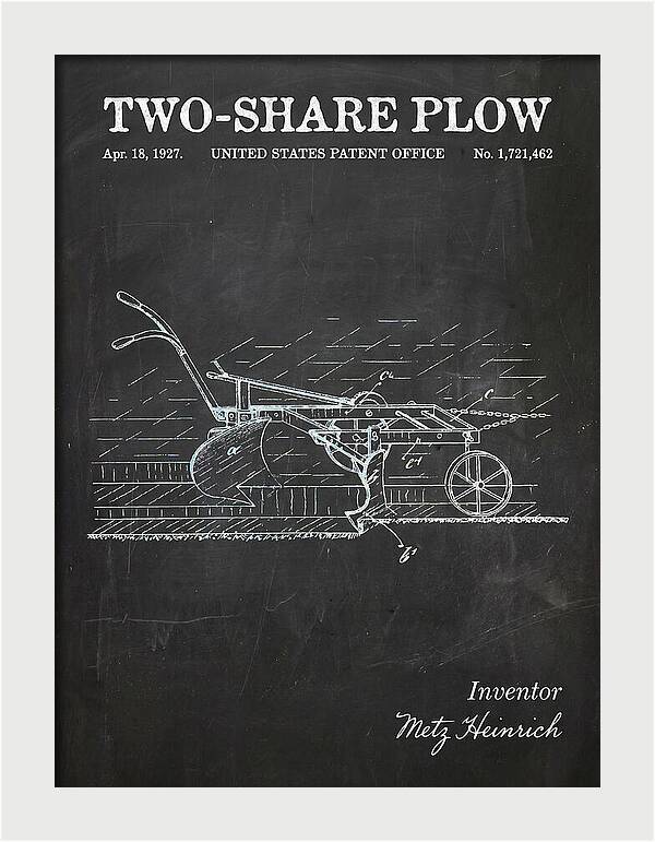 Two Share Plow Chalkboard Patent Us1721462a