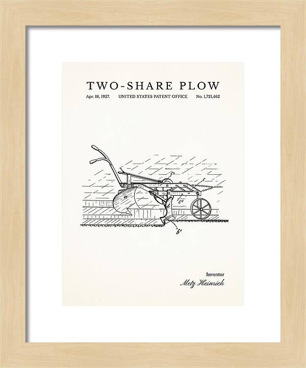 Two Share Plow Minimalist Patent Us1721462a