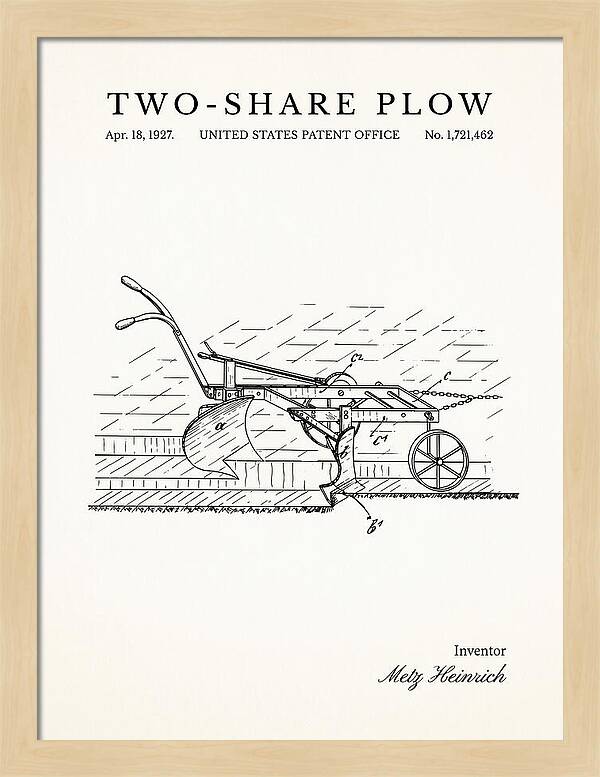 Two Share Plow Minimalist Patent Us1721462a