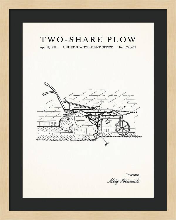 Two Share Plow Minimalist Patent Us1721462a
