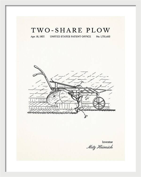 Two Share Plow Minimalist Patent Us1721462a