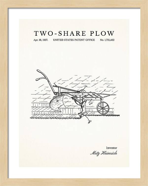 Two Share Plow Minimalist Patent Us1721462a