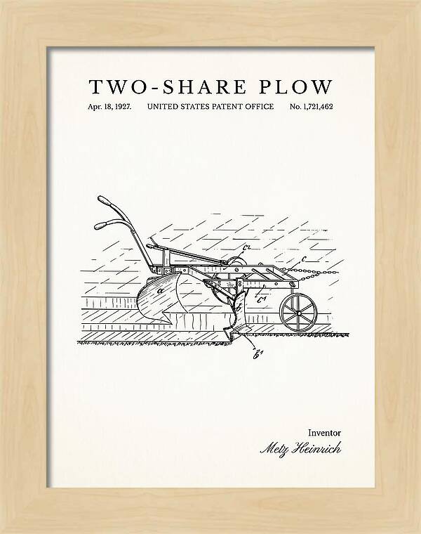 Two Share Plow Minimalist Patent Us1721462a