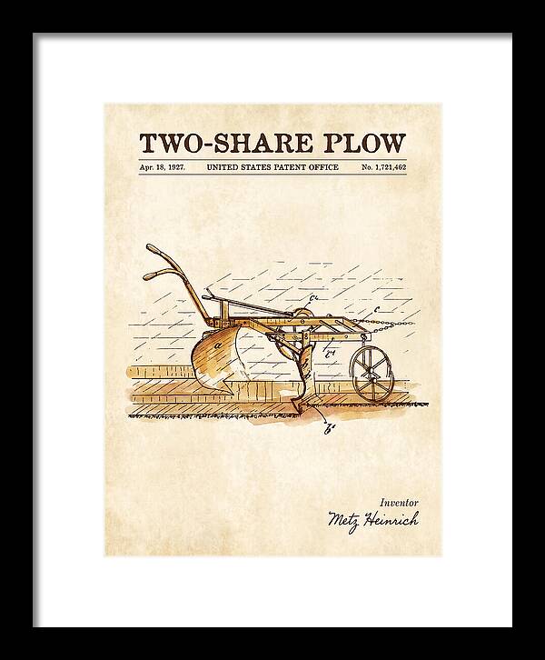 Two Share Plow Watercolor Patent Us1721462a