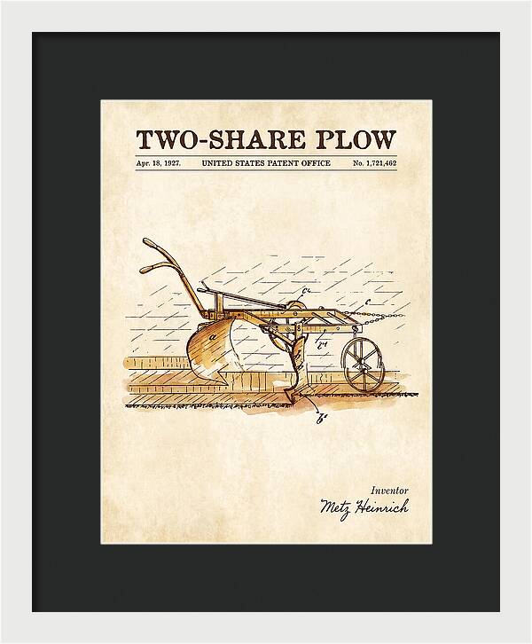 Two Share Plow Watercolor Patent Us1721462a