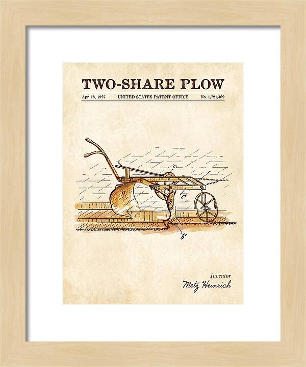 Two Share Plow Watercolor Patent Us1721462a