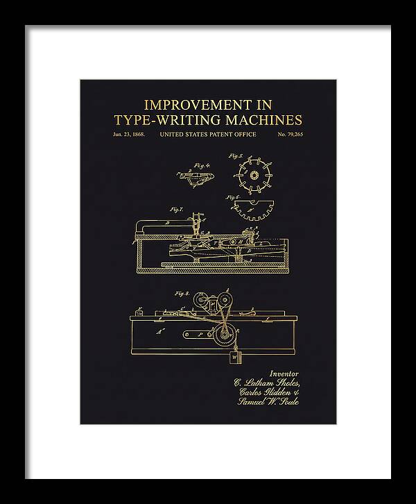 Typewriter Sholes And Glidden Gold Patent Us79265a