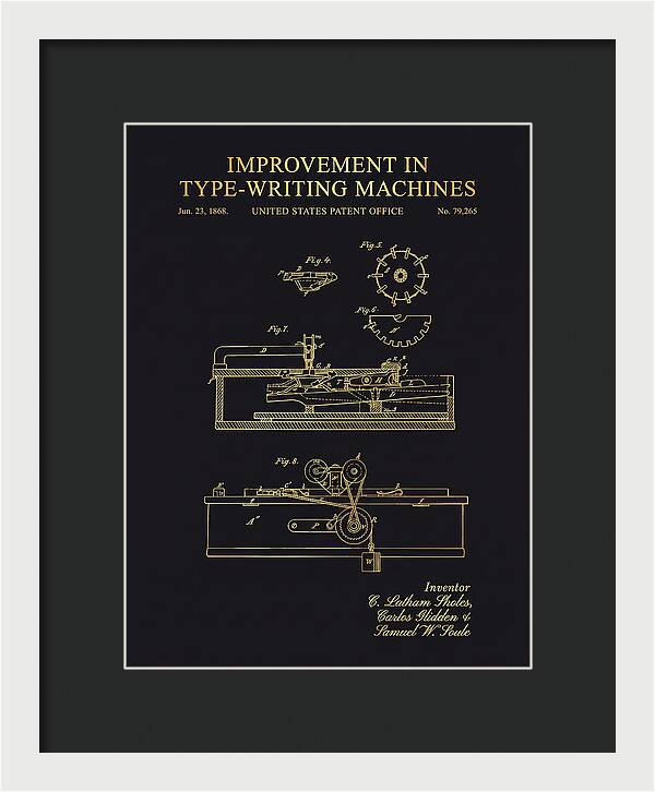 Typewriter Sholes And Glidden Gold Patent Us79265a