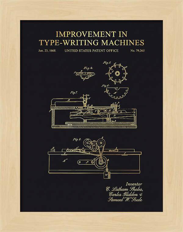 Typewriter Sholes And Glidden Gold Patent Us79265a